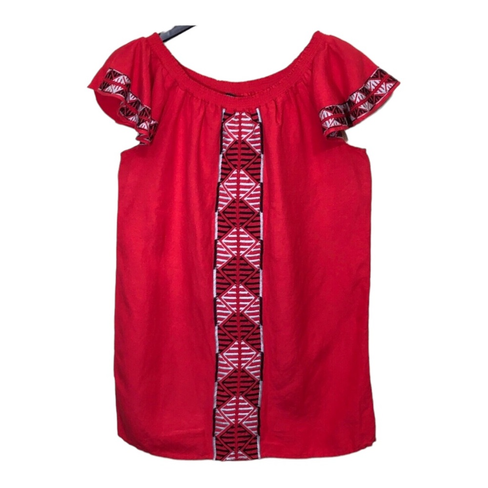 Context Linen Embroidered Tunic Womens Size L